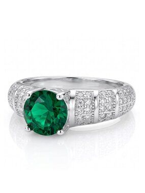 Emerald Green Gemstone Ring, 925 Sterling Silver Charmed Aroma